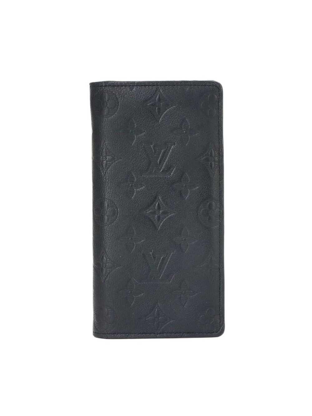Louis Vuitton Monogram Shadow Portefeuille Brazza Bifold Wallet Leather Black